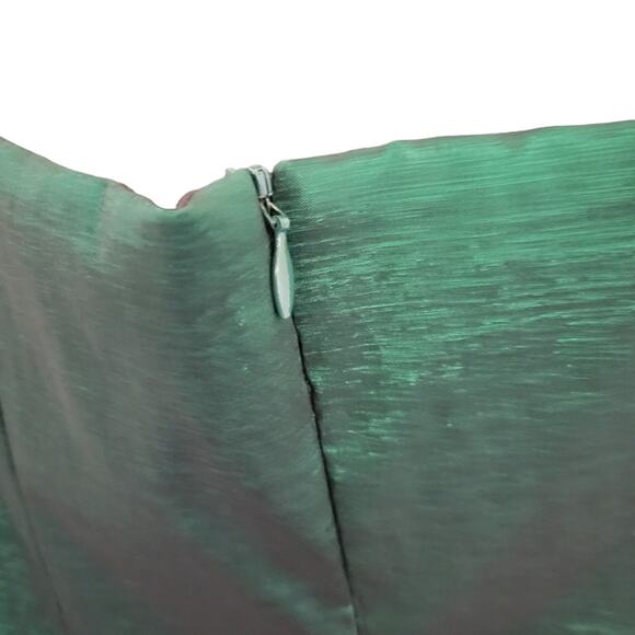 XSCAPE By Joanna Chen Dress Size 12 Emerald Green Strapless Ruffle Mini Holo - Picture 5 of 7